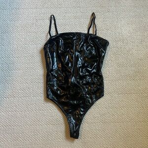 black pleather bodysuit